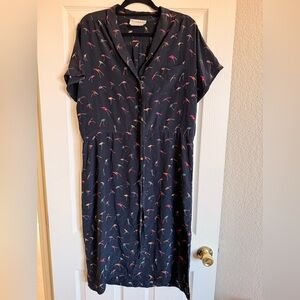 Diane Von Frustenberg Vintage 100% Slik Navy Dress Women’s Size 16